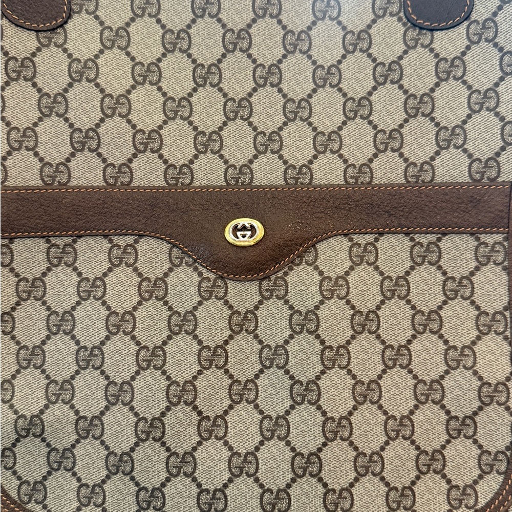 Gucci Vintage GG Supreme Monogram Tote with Green & Red Web Handle - Picture 3 of 13